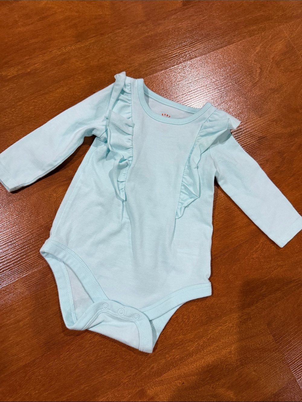 Cat & Jack Light Blue Long-Sleeve Ruffle One-Piece Bodysuit